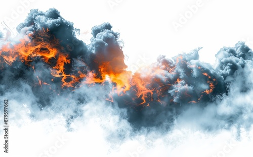 A transparent background with blue and orange storm clouds and lightning.