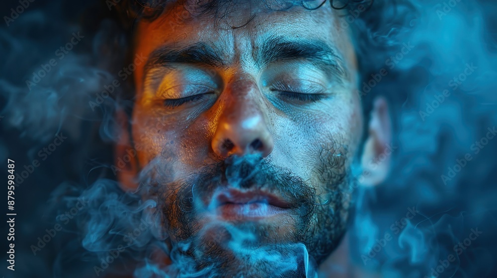 A captivating and mysterious scene of a smoky background blending blue and red hues, offering an enigmatic visual appeal with swirling patterns and abstract artistry. A captivating and mysterious scene of a smoky background blending blue and red hues, offering an enigmatic visual appeal with swirling patterns and abstract artistry.