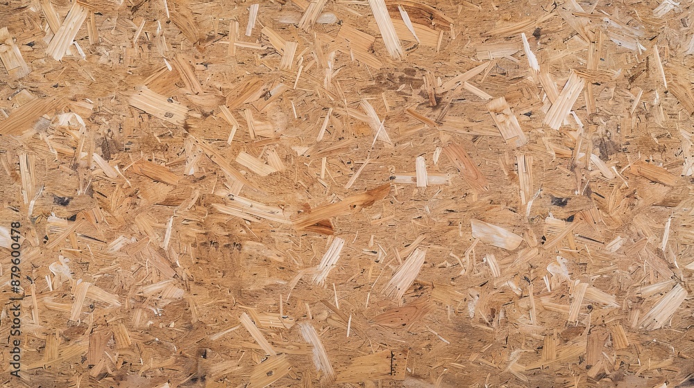 An OSB board is made from brown wood chips sanded into a wood veneer ...