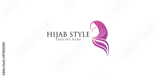 Creative hijab logo design with unique concept , premium vector
