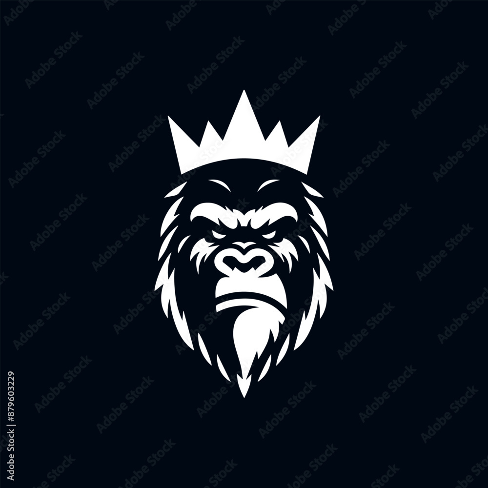 Fototapeta premium King Kong king head vector icon illustration design for t-shirt. Bold and powerful graphic for branding and apparel.