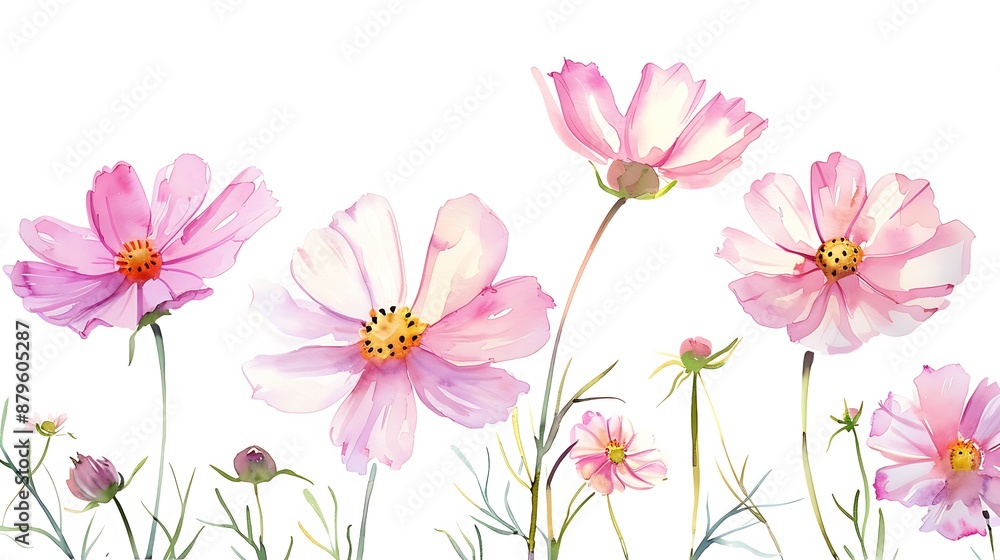 Watercolor Cosmos Flowers Watercolor Cosmos Flowers