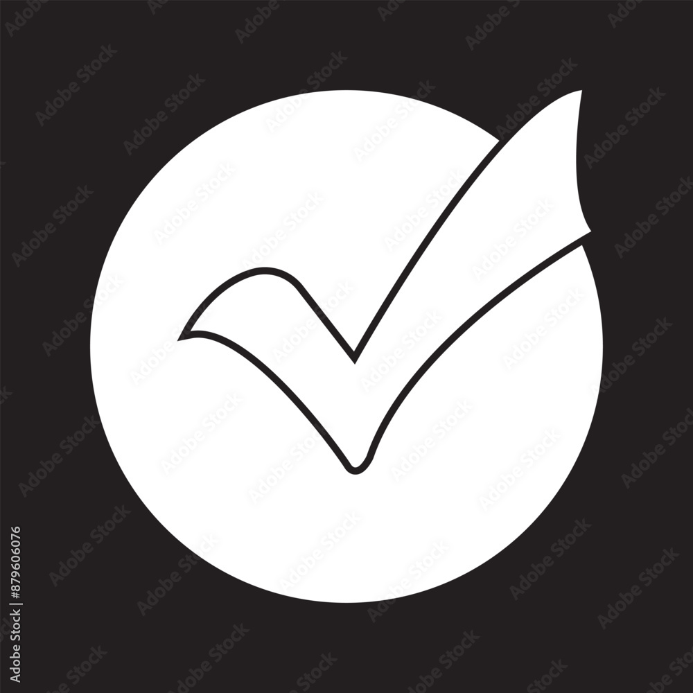 white check mark icon on white background, white right tick mark icon. EPs 10/AI white check mark icon on white background, white right tick mark icon. EPs 10/AI
