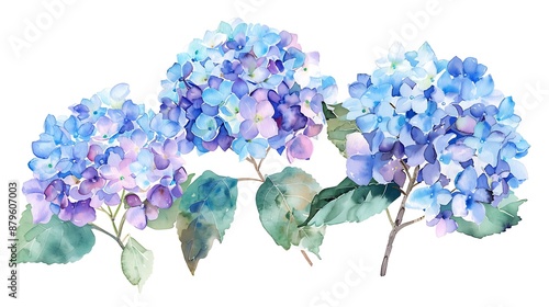 Watercolor Painting of a Pink and Purple Hydrangea photo