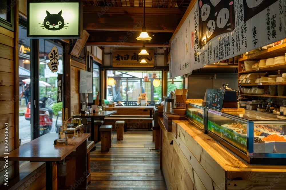 Cat-friendly sushi restaurant with a hanging 'HUG YOUR CAT' sign Hyper realistic. Shot with canon 5d Mark III --ar 3:2 --style raw Job ID: fbc8113b-f09f-416b-ad12-8a6b197622db Cat-friendly sushi restaurant with a hanging 'HUG YOUR CAT' sign Hyper realistic. Shot with canon 5d Mark III --ar 3:2 --style raw Job ID: fbc8113b-f09f-416b-ad12-8a6b197622db