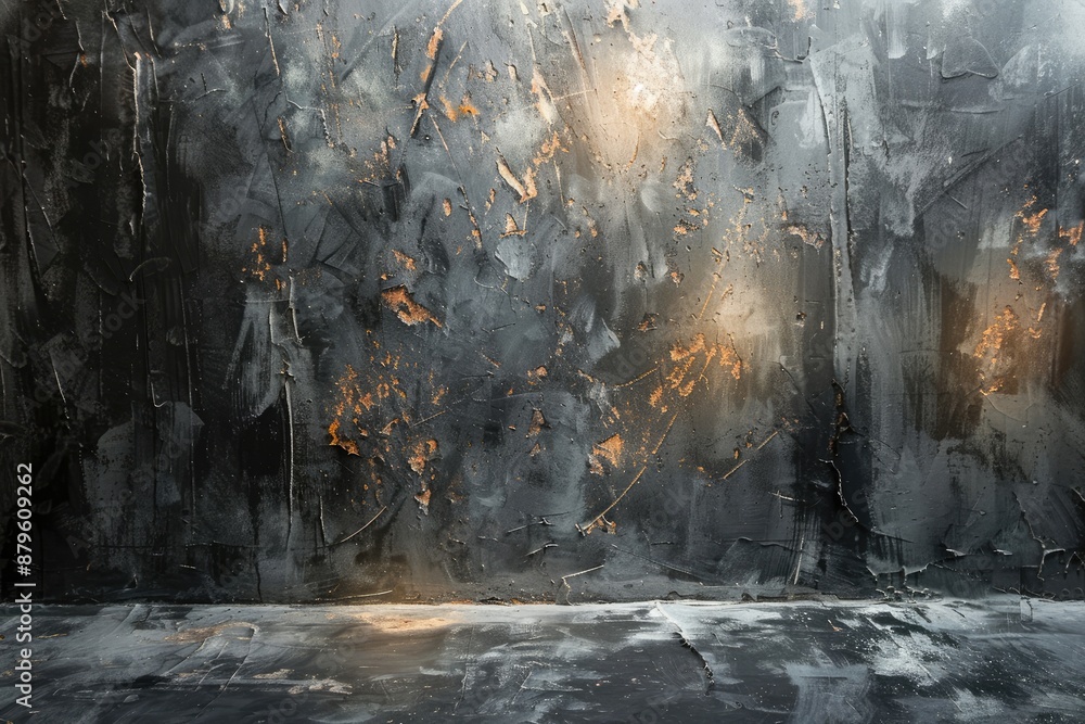 Fototapeta premium A wall with a lot of paint splatters and a few brush strokes