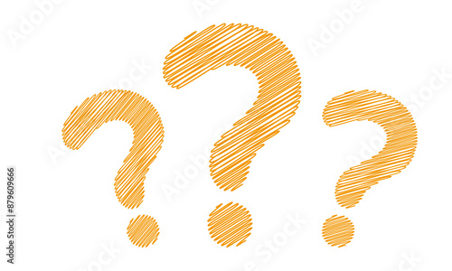 はてなマーク　疑問　？　アイコン　Question 　手描きセット	