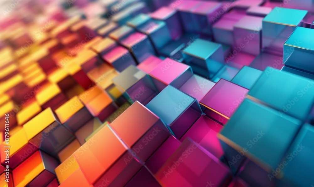 Abstract high-tech background with colorful square blocks Abstract high-tech background with colorful square blocks