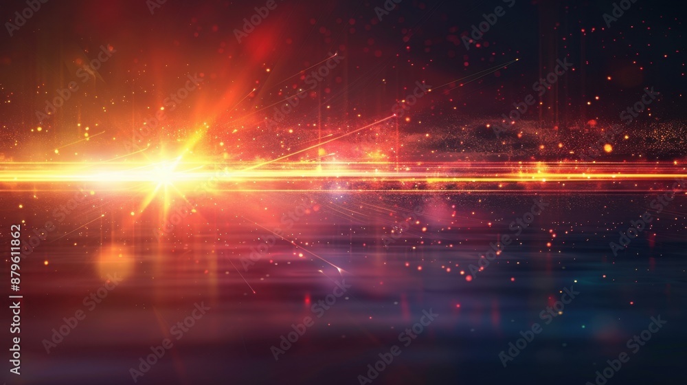 Fototapeta premium Beautiful light flares and glowing streaks on a dark background, creating a stunning visual effect.
