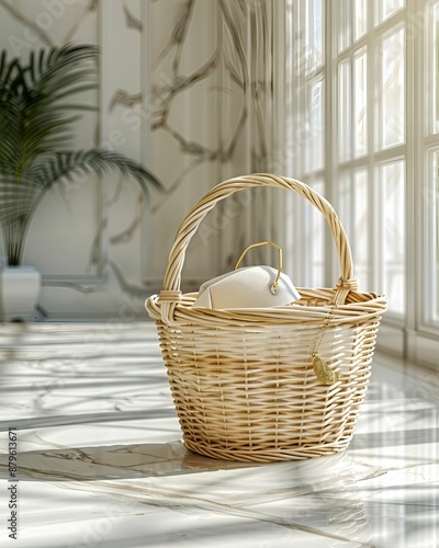 wicker basket near the window