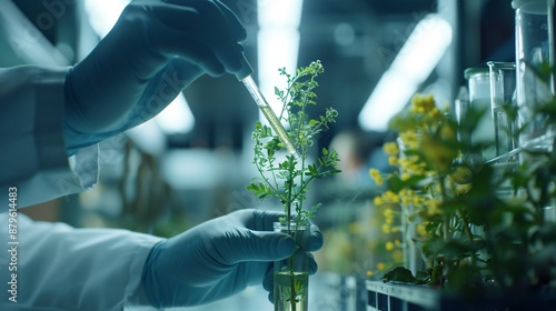 Scientist Conducting Plant Research in a Laboratory photo