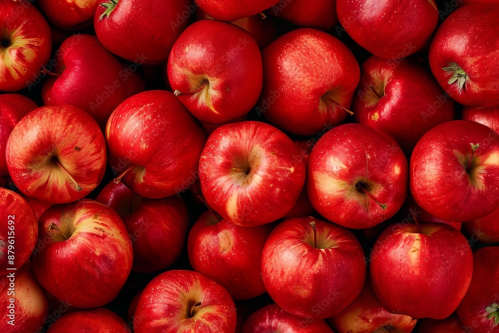 Closeup view of a bountiful harvest of ripe red apples Closeup view of a bountiful harvest of ripe red apples