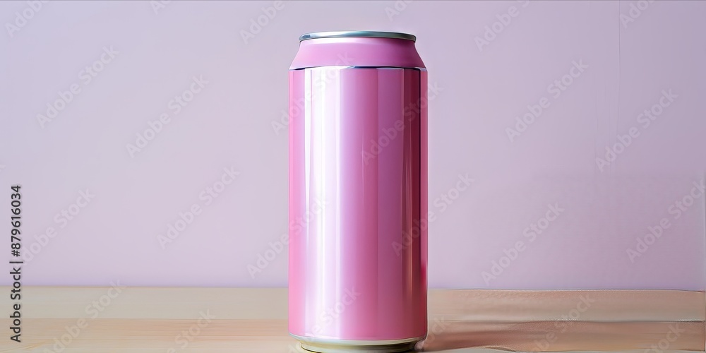 Pink can on wooden table with pink background Pink can on wooden table with pink background