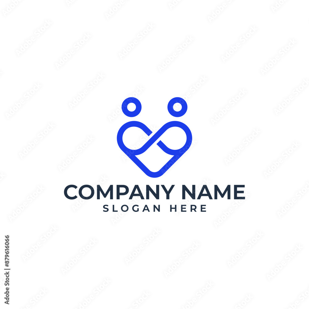 Obraz premium The Heart love and encompass logo showing the infinity love and 2 people connect each other in lineart style