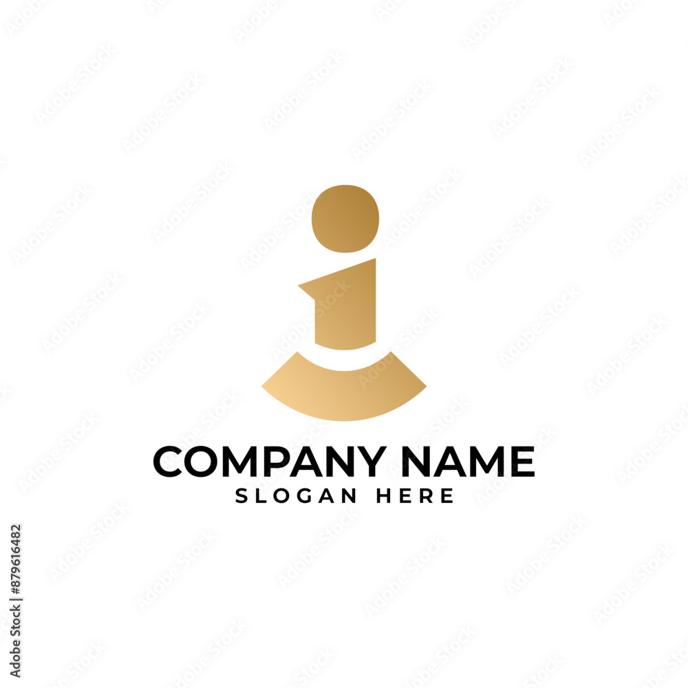 The initial i lettermark in gold gradient and the smile element underneath in modern elegant luxury and minimalist style The initial i lettermark in gold gradient and the smile element underneath in modern elegant luxury and minimalist style