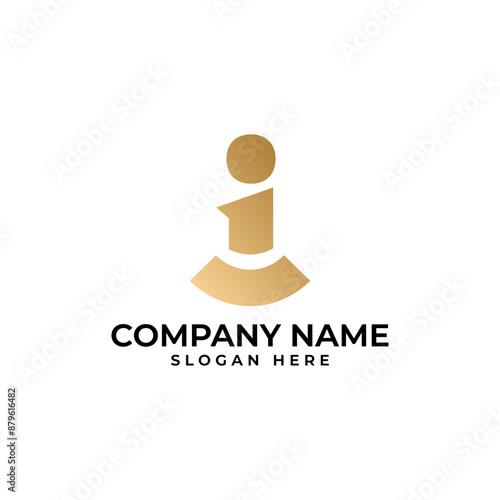 The initial i lettermark in gold gradient and the smile element underneath in modern elegant luxury and minimalist style photo