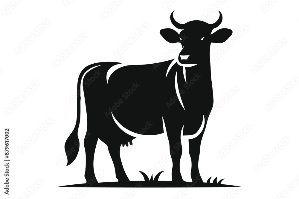Farm Cow Silhouette Vector Illustration Farm Cow Silhouette Vector Illustration