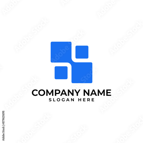 The connected pixel logo design template for networking and technology ai industry