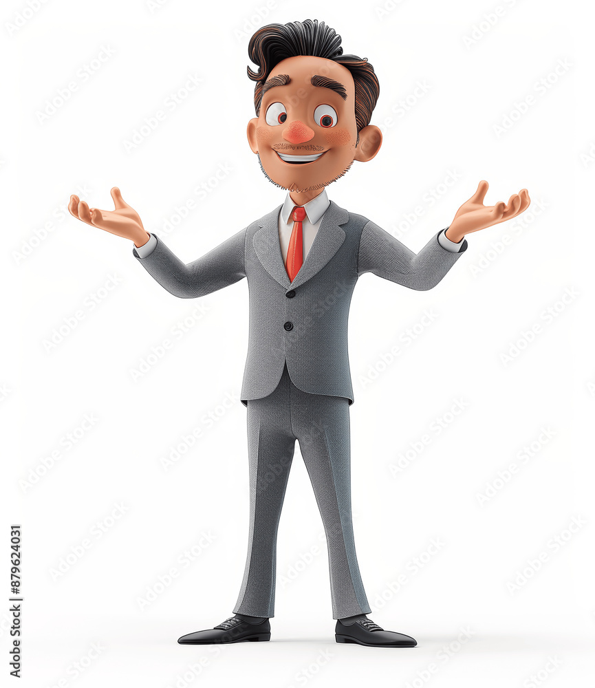 3D Character Smiling African American Businessman Presenting and Showing Something with Hand
