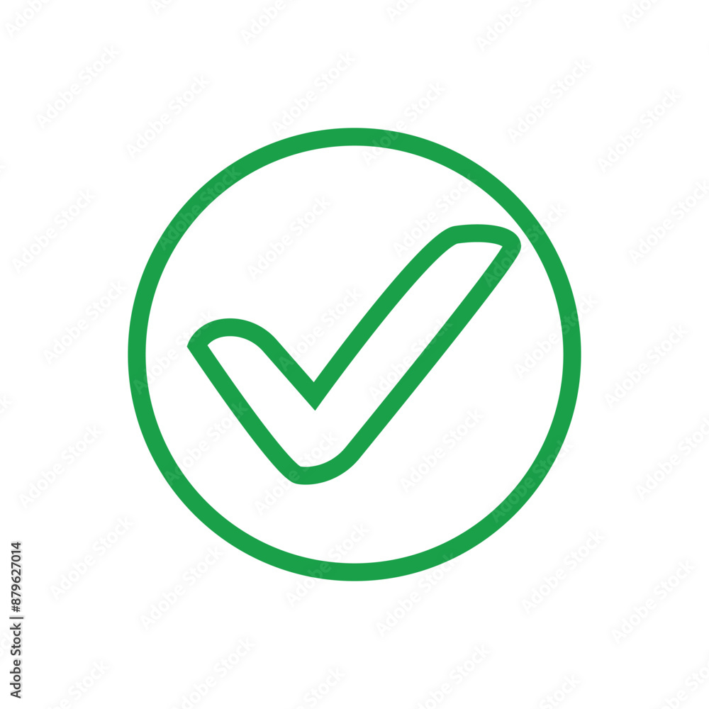 Green check mark icon on white background, green right tick mark icon. EPs 10/AI Green check mark icon on white background, green right tick mark icon. EPs 10/AI