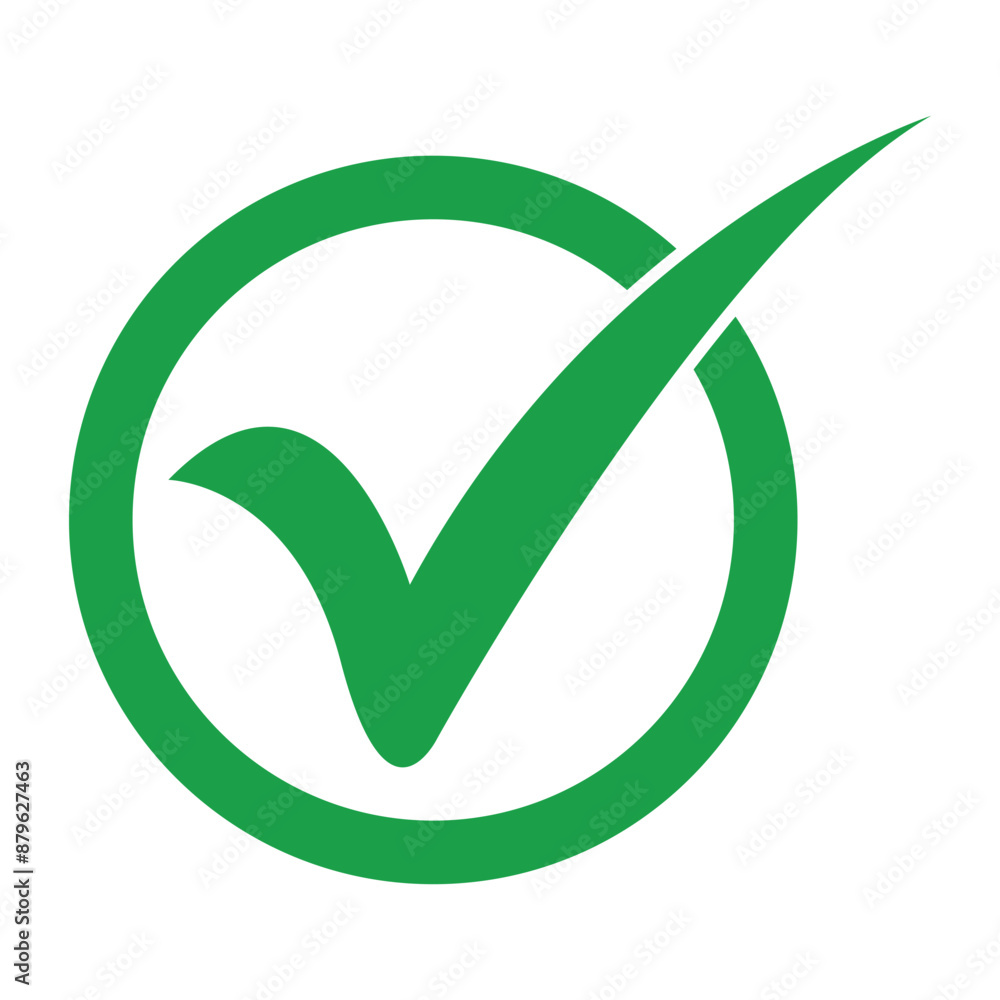 Green check mark icon on white background, green right tick mark icon. EPs 10/AI Green check mark icon on white background, green right tick mark icon. EPs 10/AI