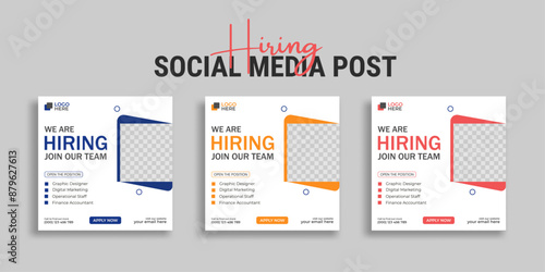 We are hiring job vacancy social media post or square web banner template vector design	