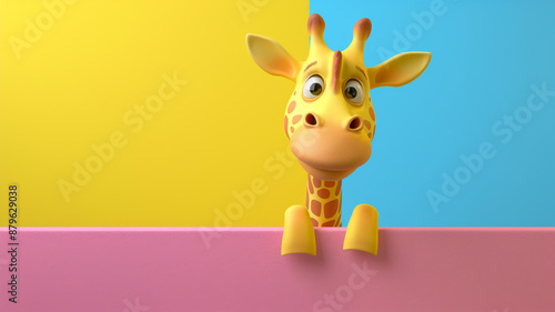 Beautiful giraffe against a colored background	