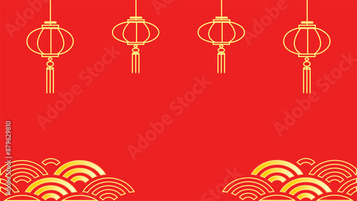 background illustration of Chinese lantern. material that can be used for Chinese New Year. The bottom is decorated with a wave pattern.