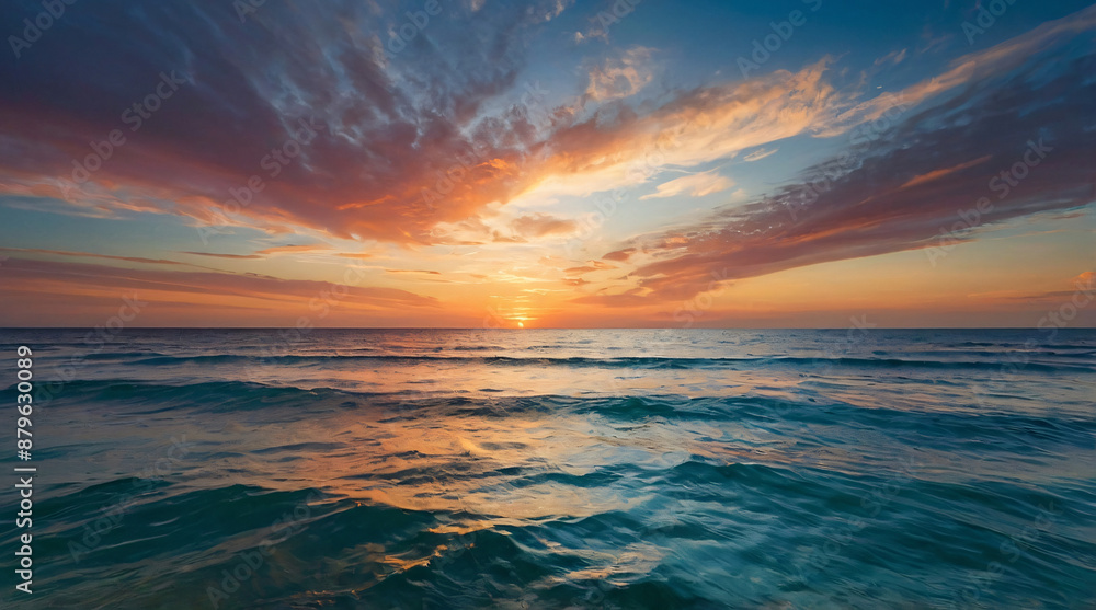 Fototapeta premium Serene Ocean Sunset: A Captivating Moment