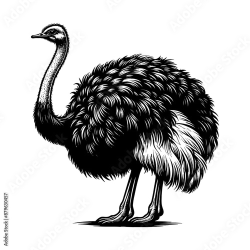 ostrich silhouette isolated on white 