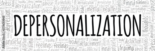 Depersonalization word cloud conceptual design isolated on white background.