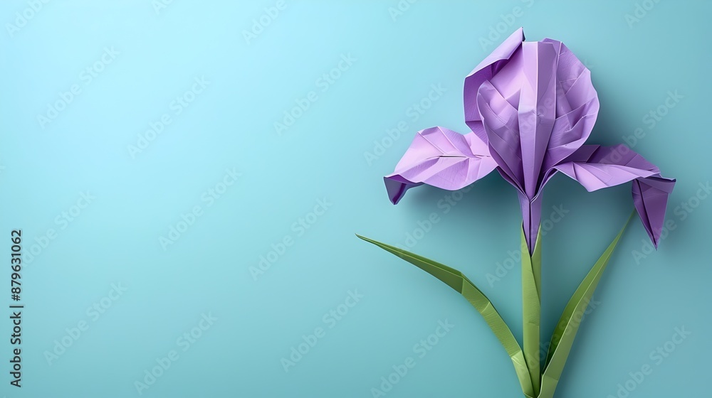 Fototapeta premium Origami-Style Winter Iris Flower on Vivid Colored Background