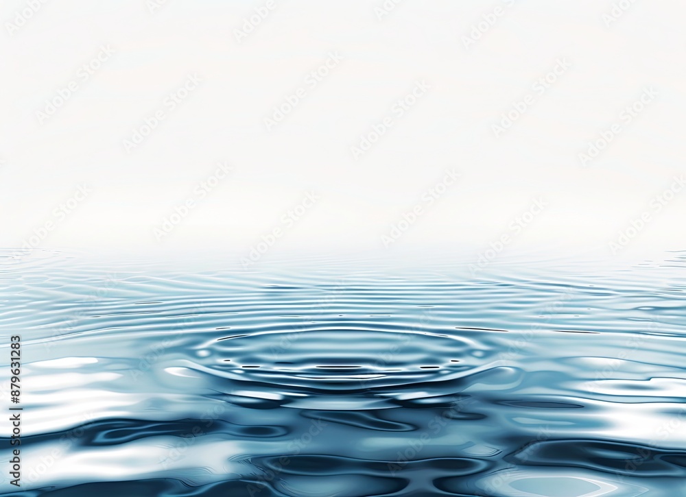 Abstract Blue Water Ripples on White Background with Copy Space, Minimalist and Clean Design Abstract Blue Water Ripples on White Background with Copy Space, Minimalist and Clean Design