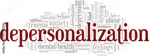 Depersonalization word cloud conceptual design isolated on white background.