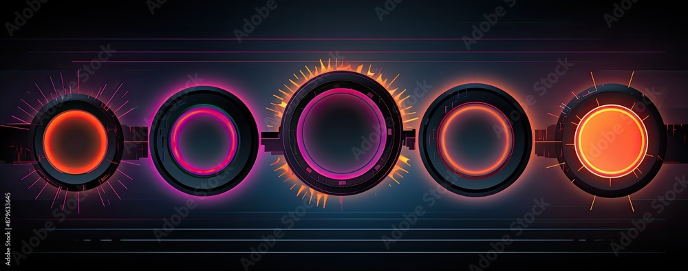 Fototapeta premium Abstract futuristic glowing circles.