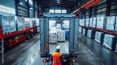 Refrigerated Goods Transportation Cold Chain Logistics Warehouse Industrial Truck Safety Vest Frozen Boxes Pallets Trailer Lorry Food Delivery Service