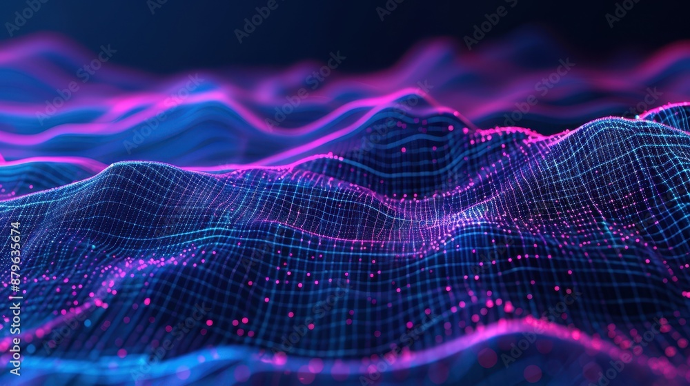 Abstract 3D Background with Glowing Pink and Blue Waves Abstract 3D Background with Glowing Pink and Blue Waves