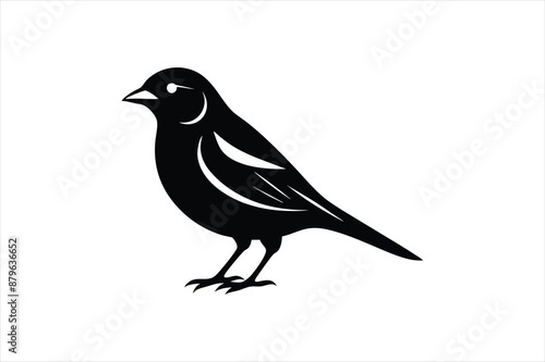 a minimalist beautiful Grosbeak bird silhouette black vector artwork illustration 