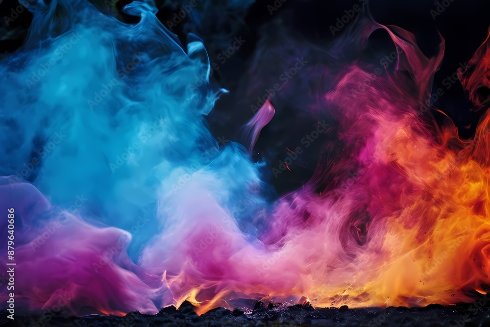 Fototapeta premium Colorful smoke background, AI Generated