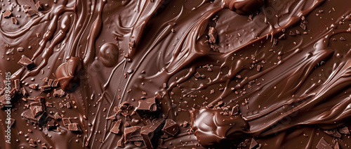 Chocolate Ice Cream Mousse Gelato Pudding Texture Top View - Ultra Realistic Photography