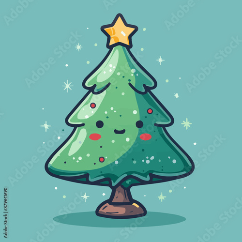 Cute Cartoon Christmas Tree...