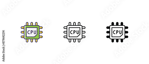 CPU Icons thin line and glyph vector icon stock illustration 