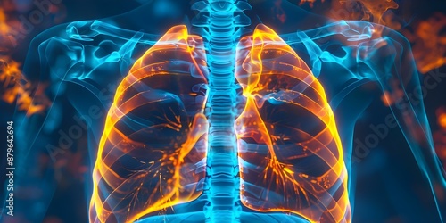 Digital chest Xray with normal anatomy highlighting form and function in imaging. Concept Chest Xray Anatomy, Normal Xray Features, Imaging Technique, Clinical Interpretation photo