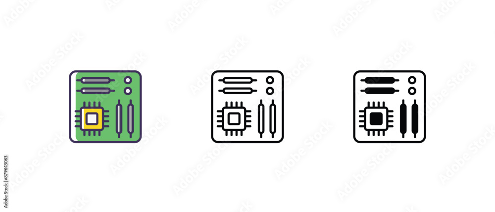 Motherboard Icons thin line and glyph vector icon stock illustration Motherboard Icons thin line and glyph vector icon stock illustration
