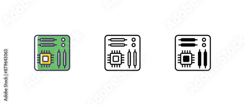 Motherboard Icons thin line and glyph vector icon stock illustration 
