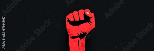 red fist up on black background