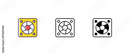 Cooling fan Icons thin line and glyph vector icon stock illustration 