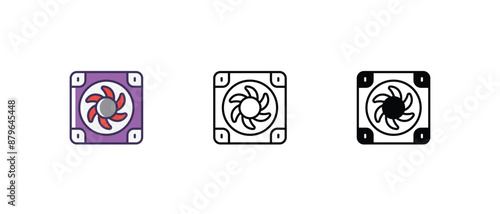 Heat sink Icons thin line and glyph vector icon stock illustration 
