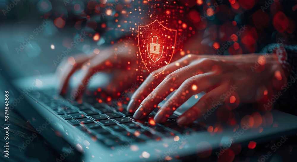 Cyber Security Data Protection Business Woman Using Laptop with Virtual Shield and Padlock Digital Technology Concept Cyber Security Data Protection Business Woman Using Laptop with Virtual Shield and Padlock Digital Technology Concept