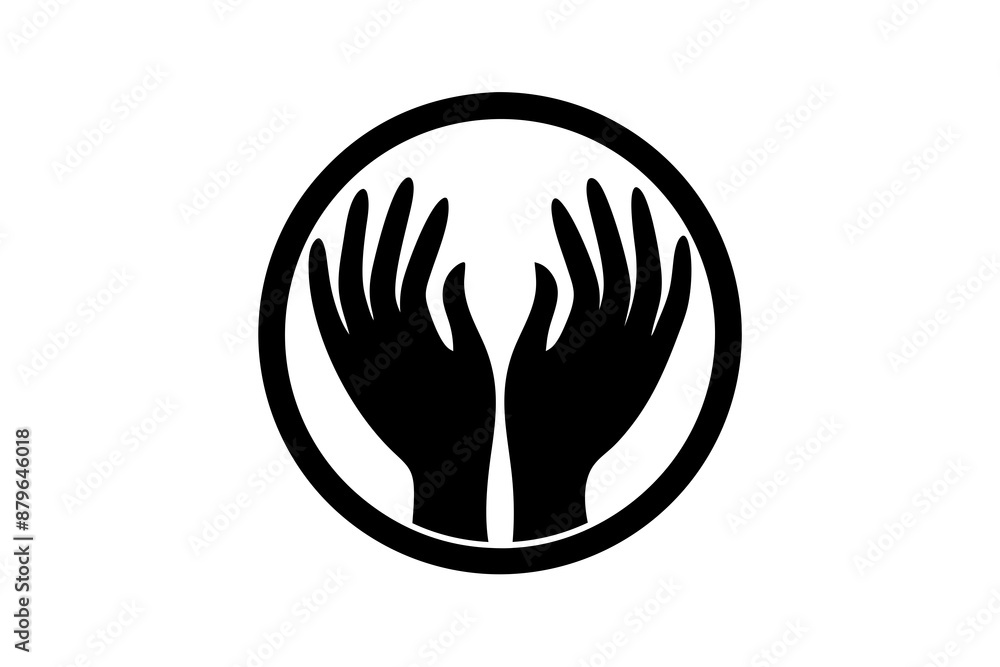 Obraz premium hand shape in circle like a logo silhouette vector illustration 
